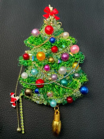 자수 비즈 브로치/키체인 크리스마스 트리