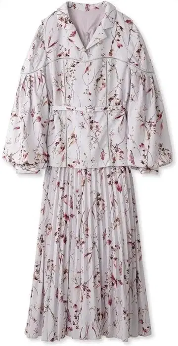 스나이델 베스트 디테일 프린트 원피스 그레이 핑크 라벤더