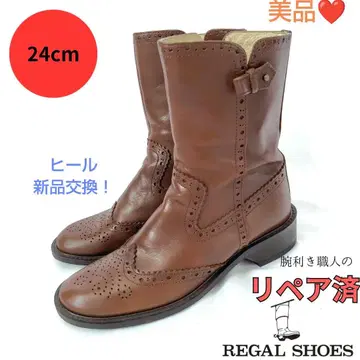 새상품급 REGAL [리갈] 윙팁 숏부츠 미들부츠 브라운