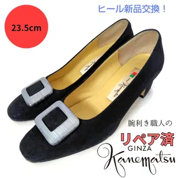 긴자카네마츠 [ 긴자카네마츠 ] 미스슬렌 버클 펌프스 블랙