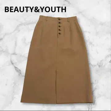 [ BEAUTY&YOUTH ] 프론트 버튼 타이트 스커트 슬릿