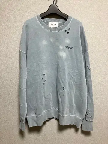 bad boy x PRDX 데미지 맨투맨 y2k 옅은 파랑 오버 사이즈