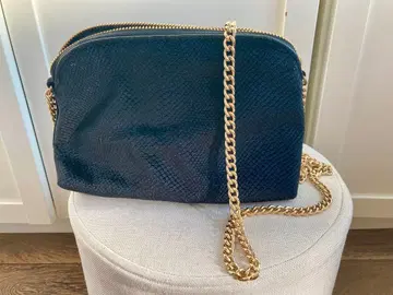 무늬 벨벳 숄더백 골드 체인