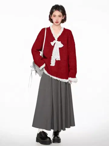 리본이 귀여운 겨울 아우터 모임이나 데이트에 딱