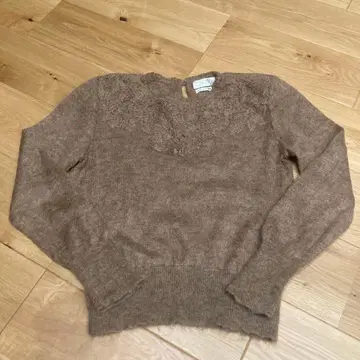 이탈리아제 브라운 울 혼방 긴팔 니트 스웨터