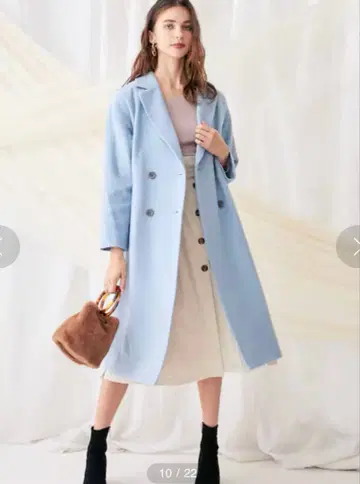 MERCURYDUO 스카이블루 더블 브레스트 롱 코트