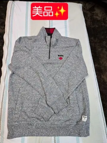 Roots 하프 지퍼 트레이닝복 그레이/레드 체크