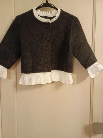 완판템 ZARA 포플린 콤비 니트 자켓 다크 그레이 S