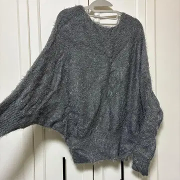 n'OrLABEL 그레이 오버 사이즈 돌먼 페더 니트 긴팔