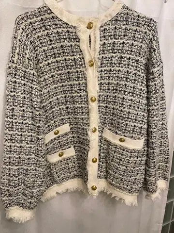 미라 오웬 트위드 니트 자켓