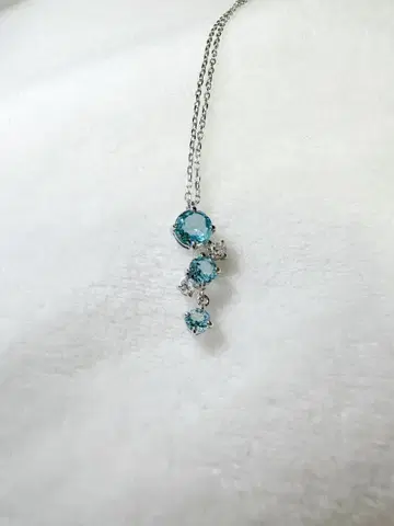 츠츠미 목걸이 10금 화이트 골드 블루 토파즈 10KSW