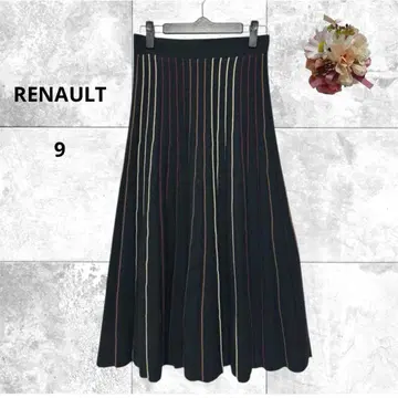르노 니트 플레어 스커트 스트라이프 롱~미디 고급 허리밴딩 9