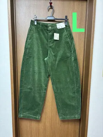 택 포함 새상품 코듀로이 커브 팬츠 그린 L 유니클로 코토니에