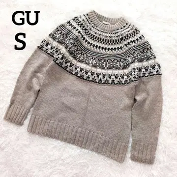 새상품급 GU 로우 게이지 노르딕 스웨터 니트 브라운 S 6124