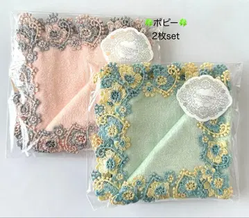 [ 미사용 새상품 ] 긴자와 레이스 타월 손수건 포피 2장 세트