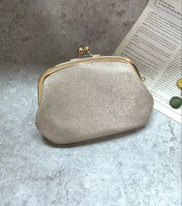 모자 가마구치 미니 지갑 천연 가죽 골드