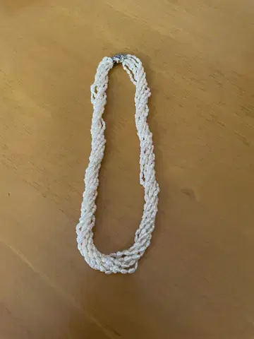 익명 배송 담수 펄 화이트 펄 다층 목걸이 실버 클로징 약 40cm