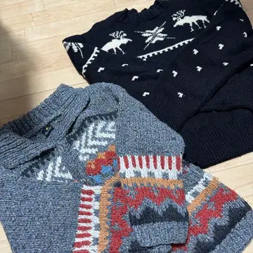 남성용 겨울 의류 2벌 묶음 판매 가디건 니트