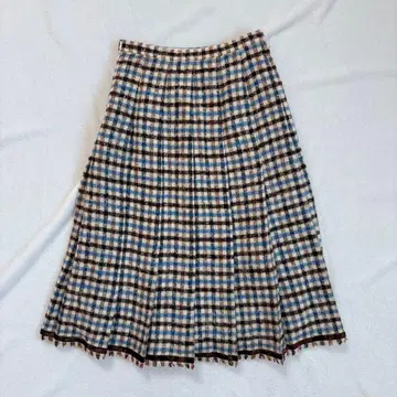 아쿠아 스큐텀 울 혼방 체크 플리츠 스커트