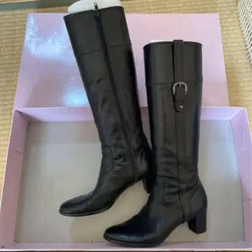 DIANA 블랙 롱 부츠 중간 힐