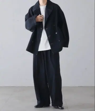 epnok 더블 테일러드 데님 블루종 & 롤업 데님 배기 팬츠