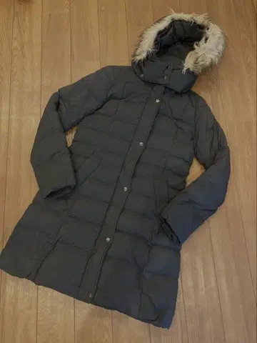 무인양품 여성용 후드 부착 다운 코트 블랙