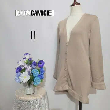 나라 까미체 극상 새상품급 가디건 베이지색 계열 L 사이즈 울 혼방