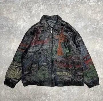 90s 00s Vilanto 디자인 천연 가죽 자켓 자수 4XL