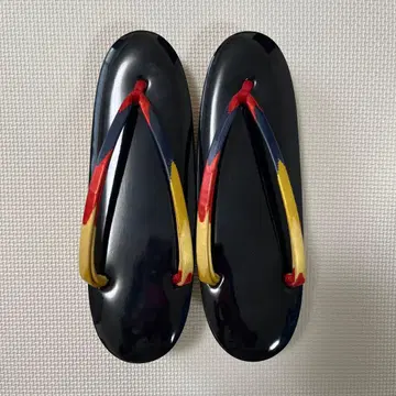 여성용 컬러풀 하나오 블랙 일본 나막신