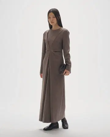 [ TODAYFUL ] 이번 시즌/허리 턱 롱 원피스 /울/모카