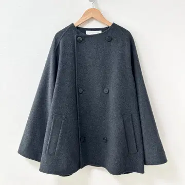 GALERIE VIE 울 더블 페이스 칼라리스 숏 트렌치코트