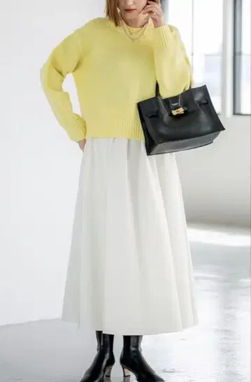 23구 울 캐시미어 퍼프 슬리브 니트 새상품