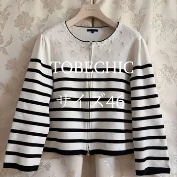 새상품급 빅 사이즈 투 비 시크 꽃 모티브 비쥬 니트 가디건