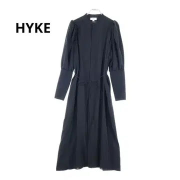 HYKE TWIST SATIN BALLOON SLEEVE DRESS