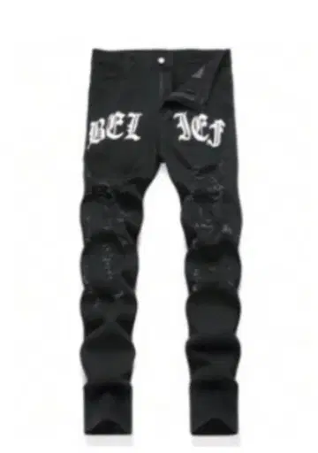 BELIEF 데미지 가공 블랙 스키니 청바지