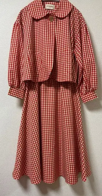 미사용 ] poppy 포피 깅엄 체크 자켓 스커트 셋업