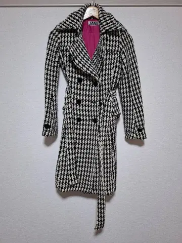 JANE(글래머러스 제인) 롱 코트 하운드투스 패턴 프리 사이즈