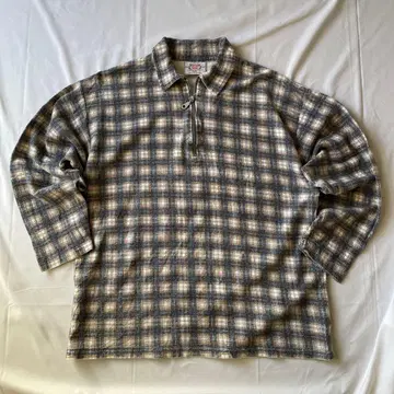 00s 써멀 롱T 하프 지퍼 체크 그런지 Y2K 헤이세이 구제 의류