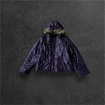 Y2K 퍼 다운 자켓 퍼플 헤이세이 갸루 남자 광택 짧은 기장
