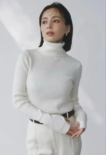 anuans 캐시미어 혼방 핏 리브 니트탑 아이보리