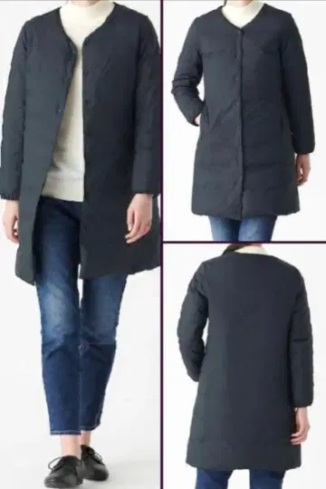 컨디션 최상 무인양품 노카라 다운 자켓 네이비 S 경량