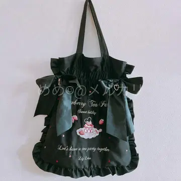 LIZLISA 스트로베리 티 파티 토트백 블랙