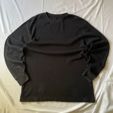 00s 써멀 롱 티셔츠 블랙 그런지 와플 원단 구제 의류