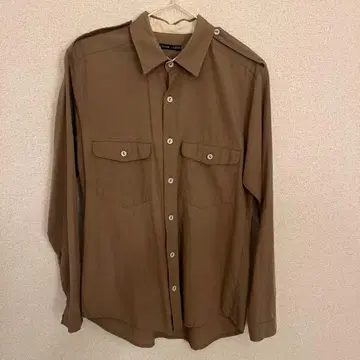 [레어] FRANK LEDER 브라운 긴팔 셔츠 견장 어깨 단추 천 단추