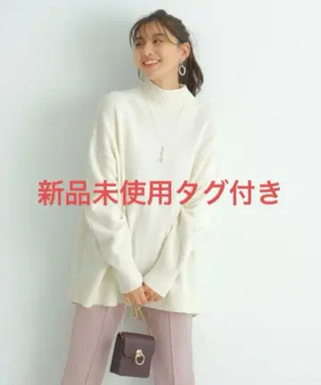 [ 새상품 ] 저스길리티 울 캐시미어 하이넥 롱 풀오버 오프화이트