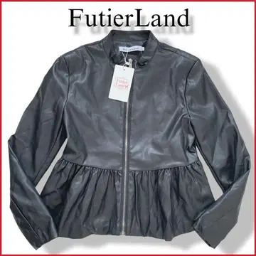 [ 택 포함 미사용 ] 퓨티아랜드 페플럼 가죽 자켓 라이더 블랙