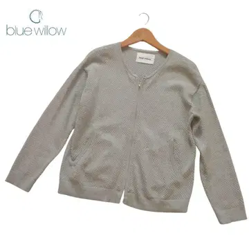 blue willow 블루위로 프론트 지퍼 가디건 면 그레이