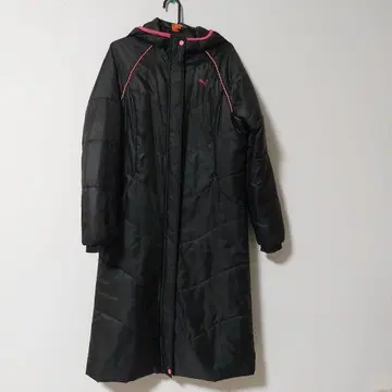 PUMA 후드 부착 블랙 롱 코트 L