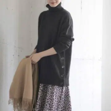 어반 리서치 YAK 터틀넥 튜닉 니트 야크 100%