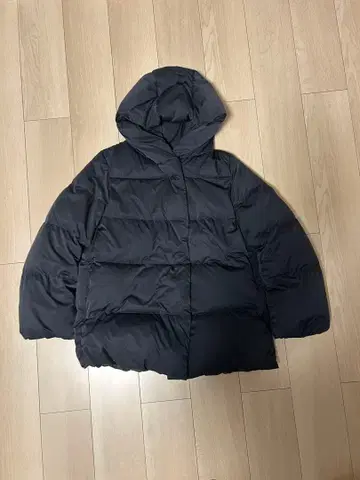 UNIQLO 블랙 후드 부착 다운 자켓 M